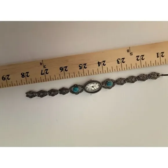 Quartz ladies watch with pretty turquoise/silver band - Picture 5 of 9